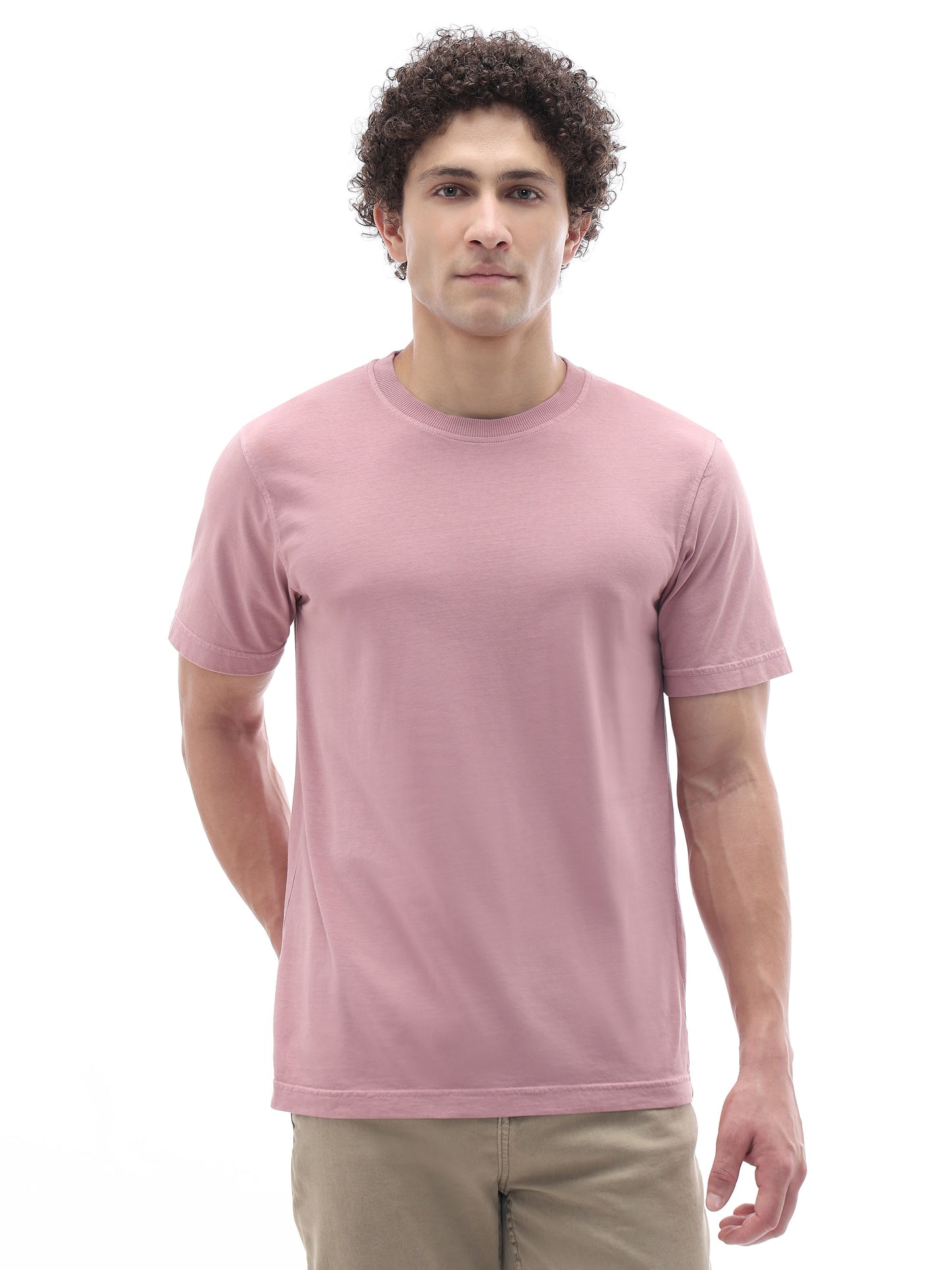 Celio Solid Regular Fit Cotton Purple TShirts