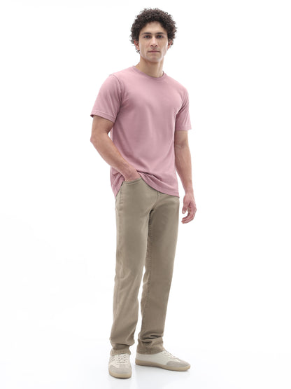 Celio Solid Regular Fit Cotton Purple TShirts