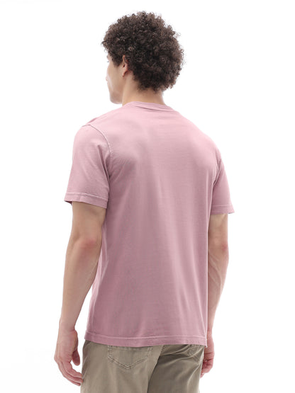 Celio Solid Regular Fit Cotton Purple TShirts