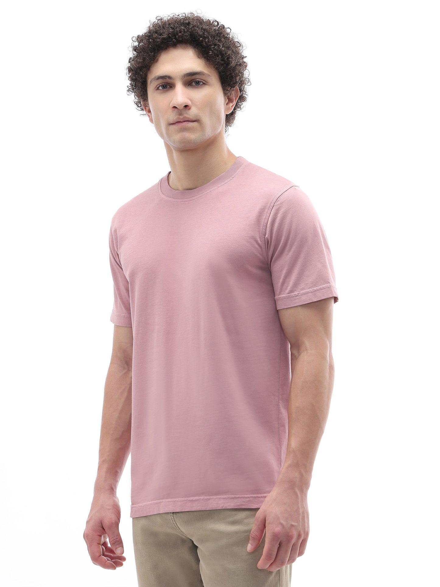 Celio Solid Regular Fit Cotton Purple TShirts