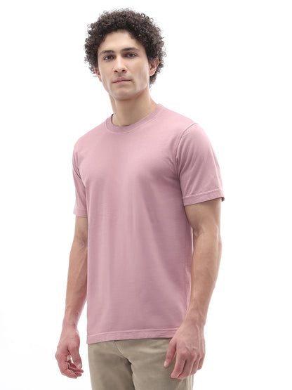 Celio Solid Regular Fit Cotton Purple TShirts