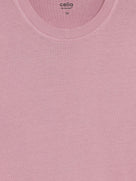 Celio Solid Regular Fit Cotton Purple TShirts