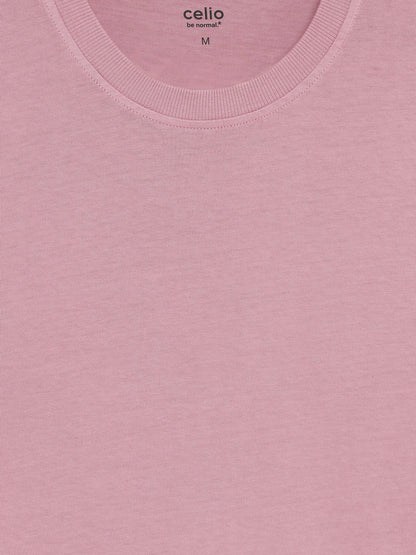 Celio Solid Regular Fit Cotton Purple TShirts