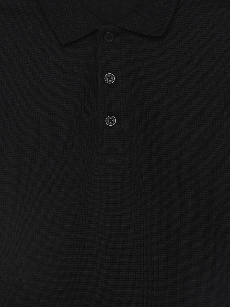 Celio Structured Straight Fit Cotton Poly Blend Black Tshirts
