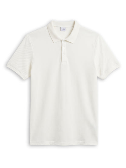 Celio Structured Straight Fit Cotton Poly Blend Cream Tshirts