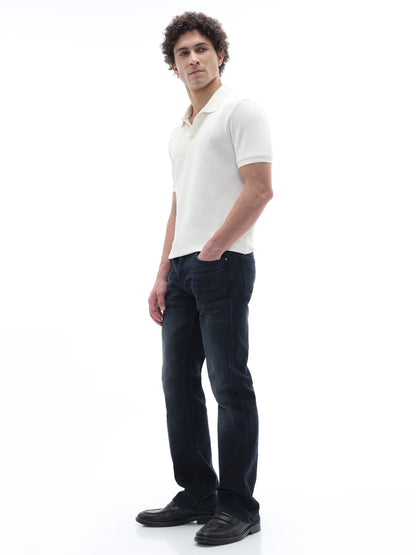 Celio Structured Straight Fit Cotton Poly Blend Cream Tshirts