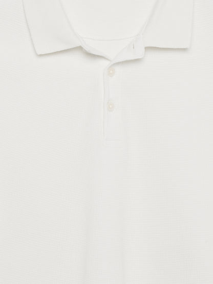 Celio Structured Straight Fit Cotton Poly Blend Cream Tshirts