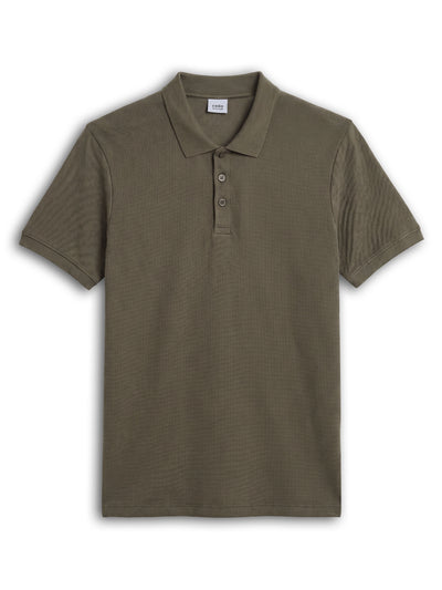 Celio Structured Straight Fit Cotton Poly Blend Olive Tshirts