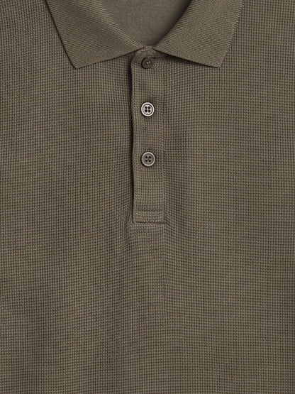 Celio Structured Straight Fit Cotton Poly Blend Olive Tshirts