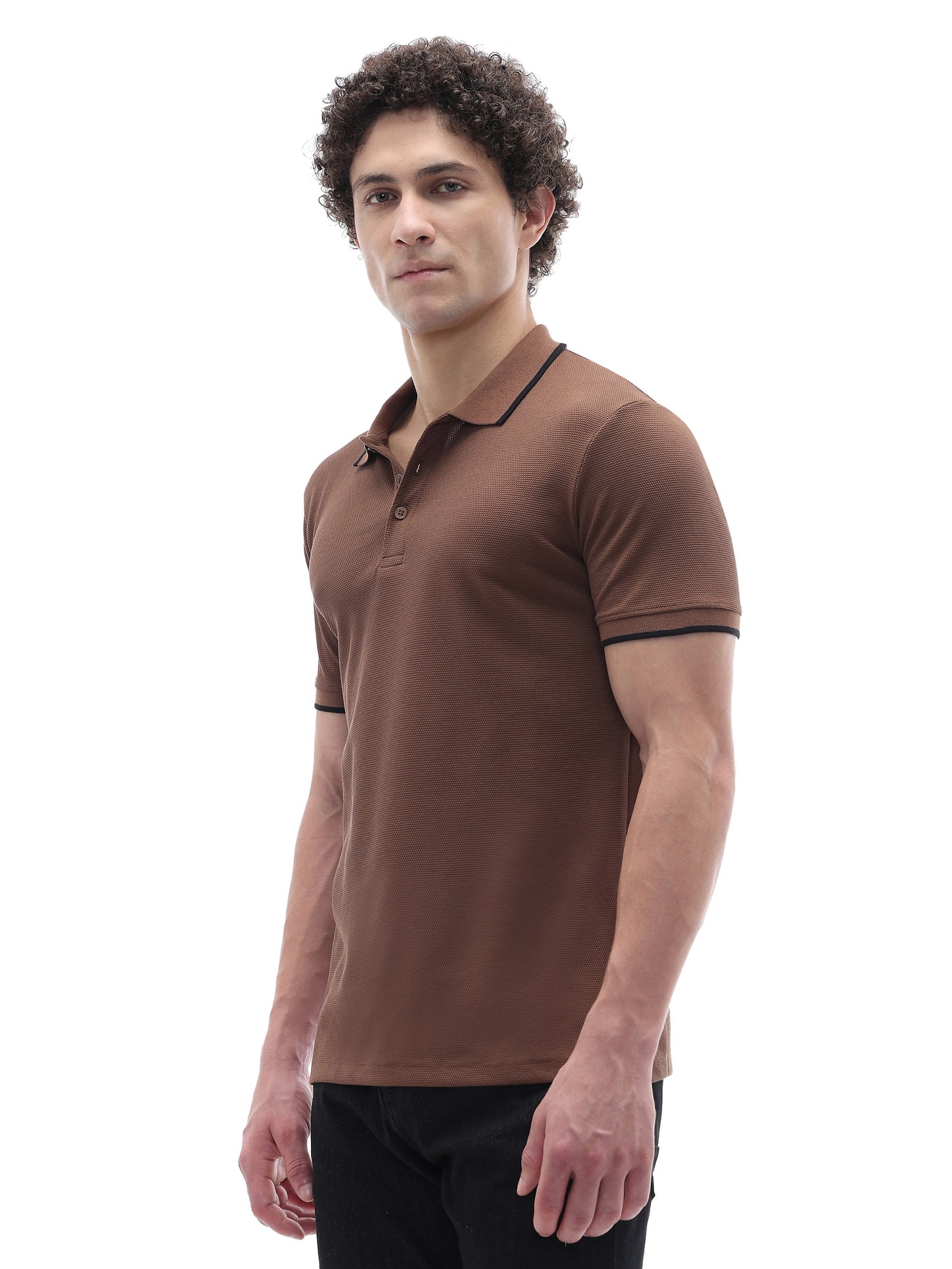 Celio Solid Regular Fit Cotton Brown TShirts