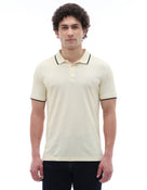 Celio Solid Regular Fit Cotton Cream TShirts