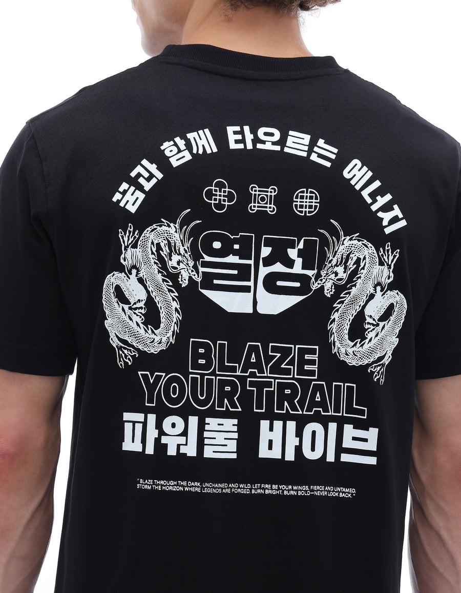 Celio Solid Boxy Fit Cotton Black TShirts