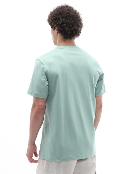 Celio Solid Boxy Fit Cotton Green TShirts
