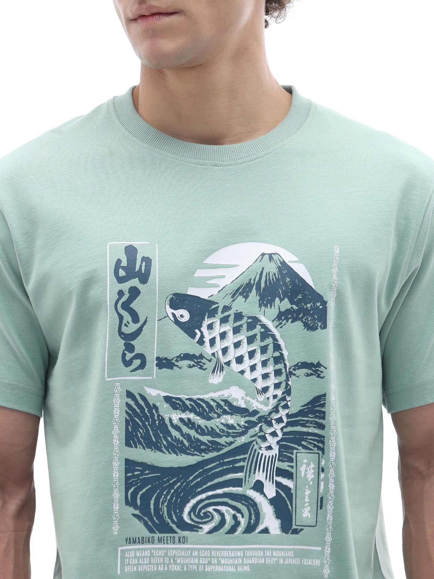Celio Solid Boxy Fit Cotton Green TShirts