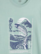 Celio Solid Boxy Fit Cotton Green TShirts