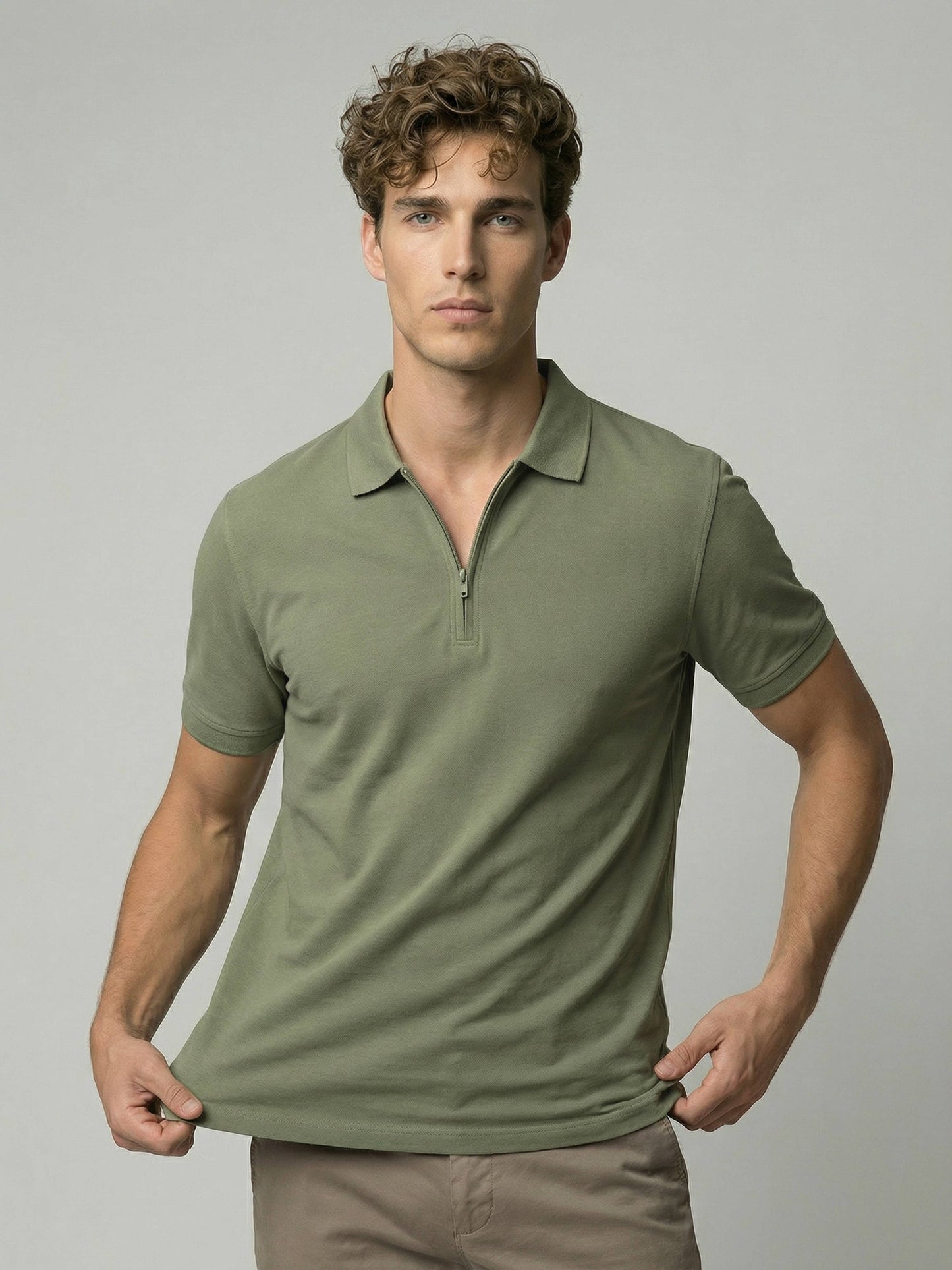 Celio* Men Olive Solid Regular Fit Cotton T-Shirts