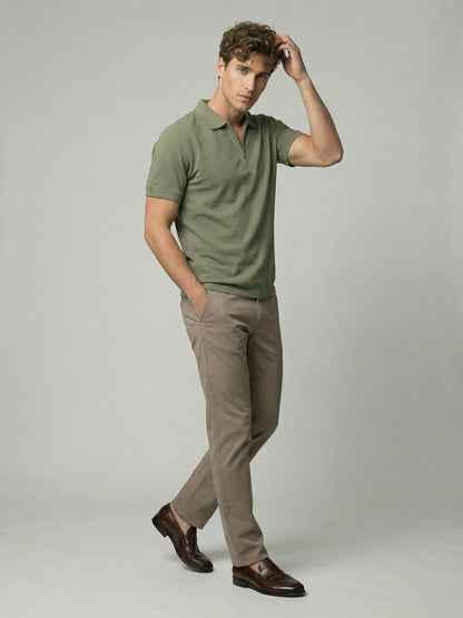 Celio* Men Olive Solid Regular Fit Cotton T-Shirts