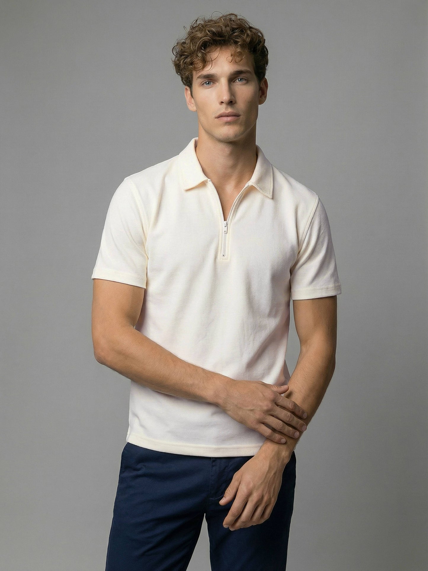 Celio* Men Off White Solid Regular Fit Cotton T-Shirts