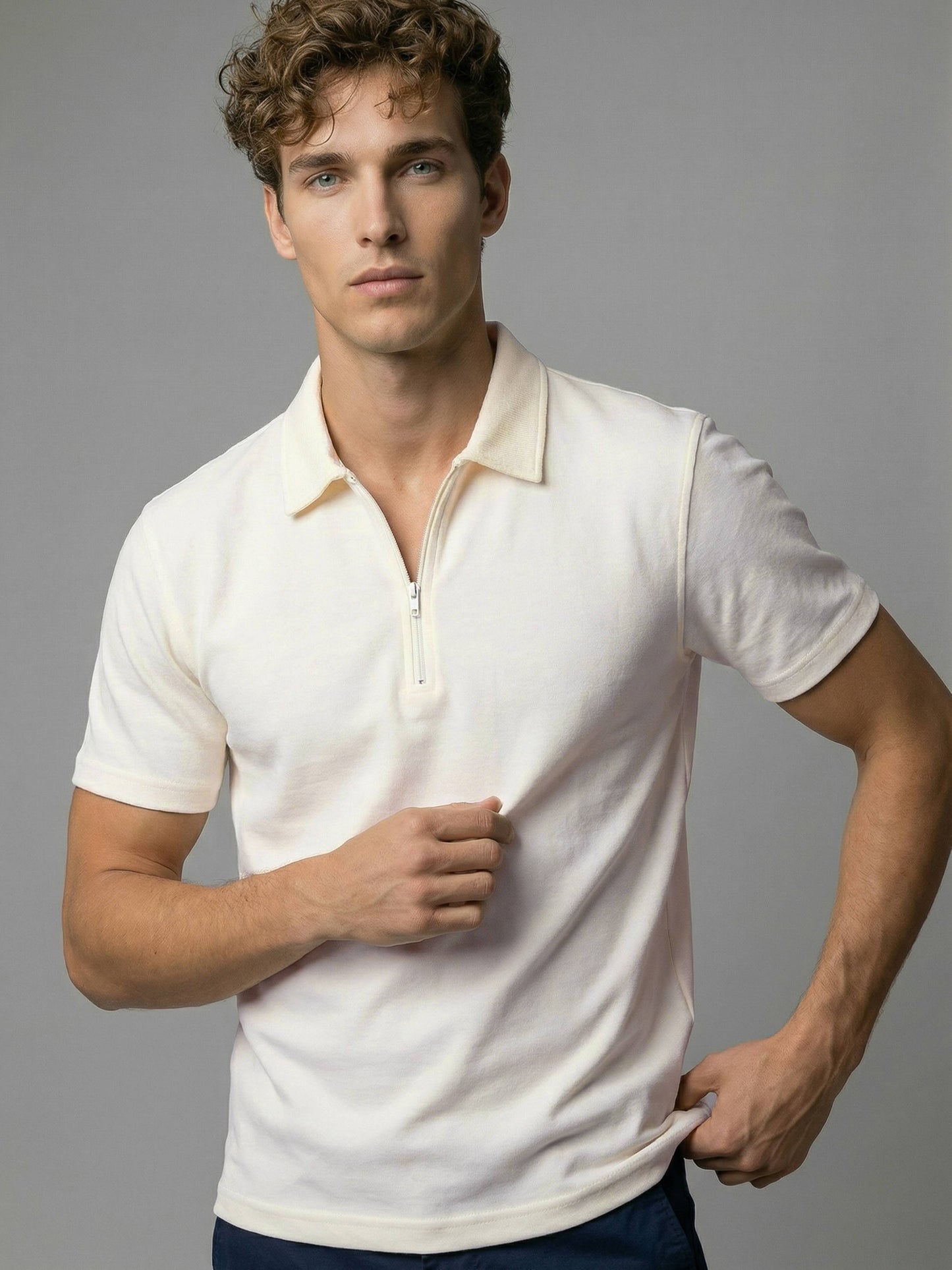 Celio* Men Off White Solid Regular Fit Cotton T-Shirts