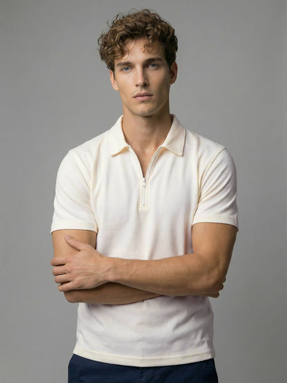 Celio* Men Off White Solid Regular Fit Cotton T-Shirts