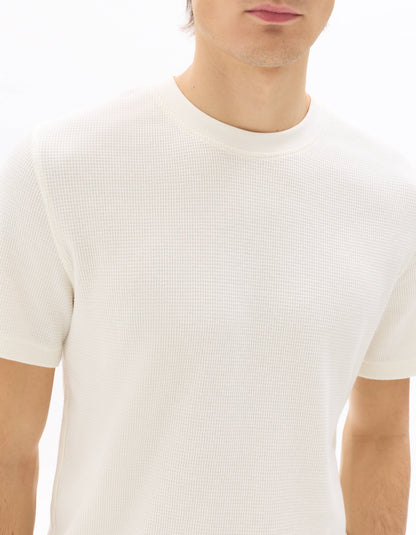 Celio Men White Solid Regular Fit Cotton T-Shirts