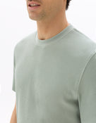 Boxy Fit Stretch Cotton Crew Neck T-Shirt - Green
