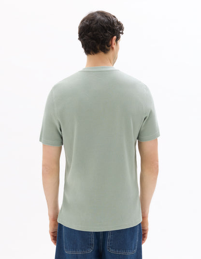 Celio Men Green Solid Regular Fit Cotton T-Shirts