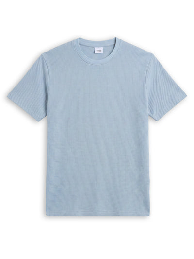 Celio Structured Regular Fit Cotton Poly Blend Blue Tshirts
