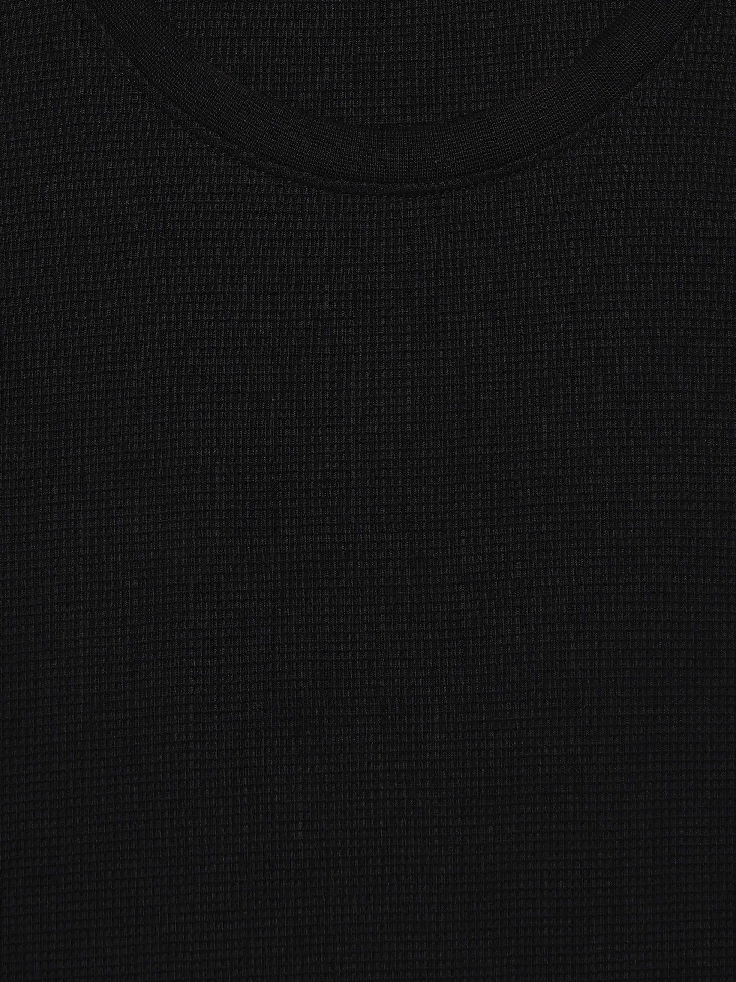 Celio Structured Regular Fit Cotton Poly Blend Black Tshirts
