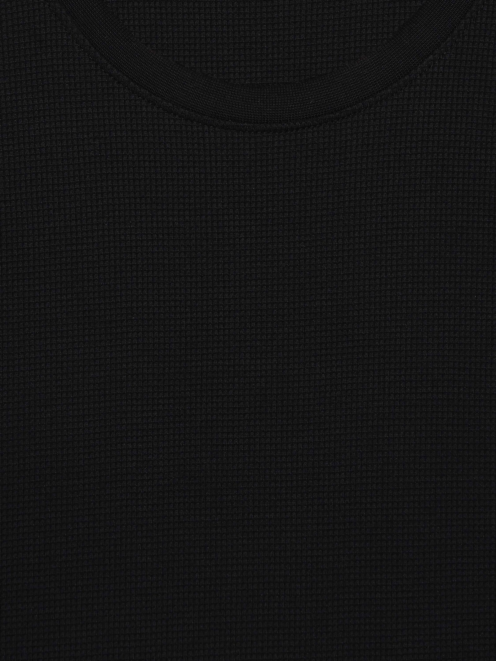 Celio Structured Regular Fit Cotton Poly Blend Black Tshirts