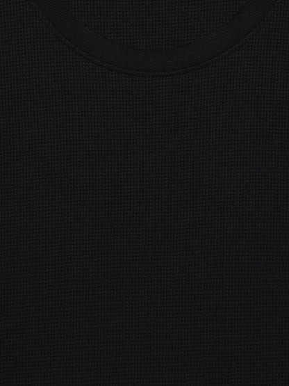 Celio Structured Regular Fit Cotton Poly Blend Black Tshirts
