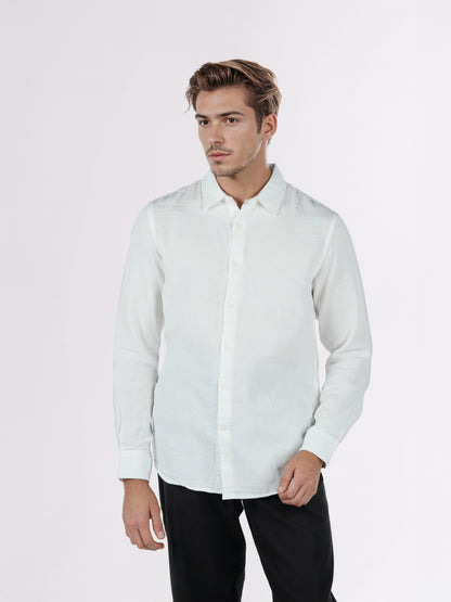 Celio* Men White Solid Regular Fit Cotton Shirts