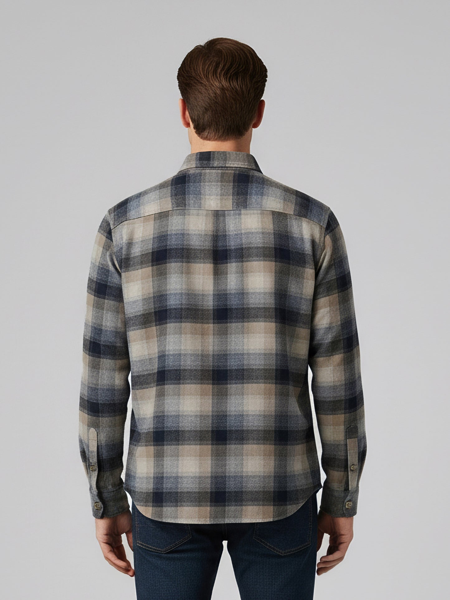 Celio* Men Beige Checked Regular Fit Cotton Shirts