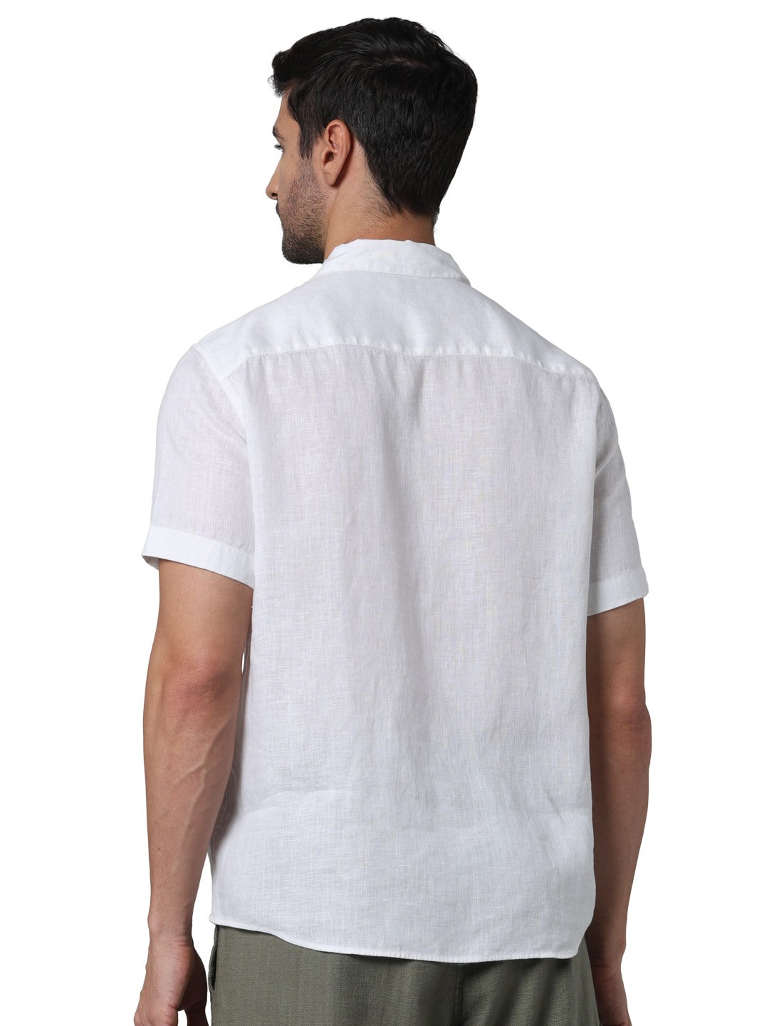Celio* Men White Solid Regular Fit Linen Shirts