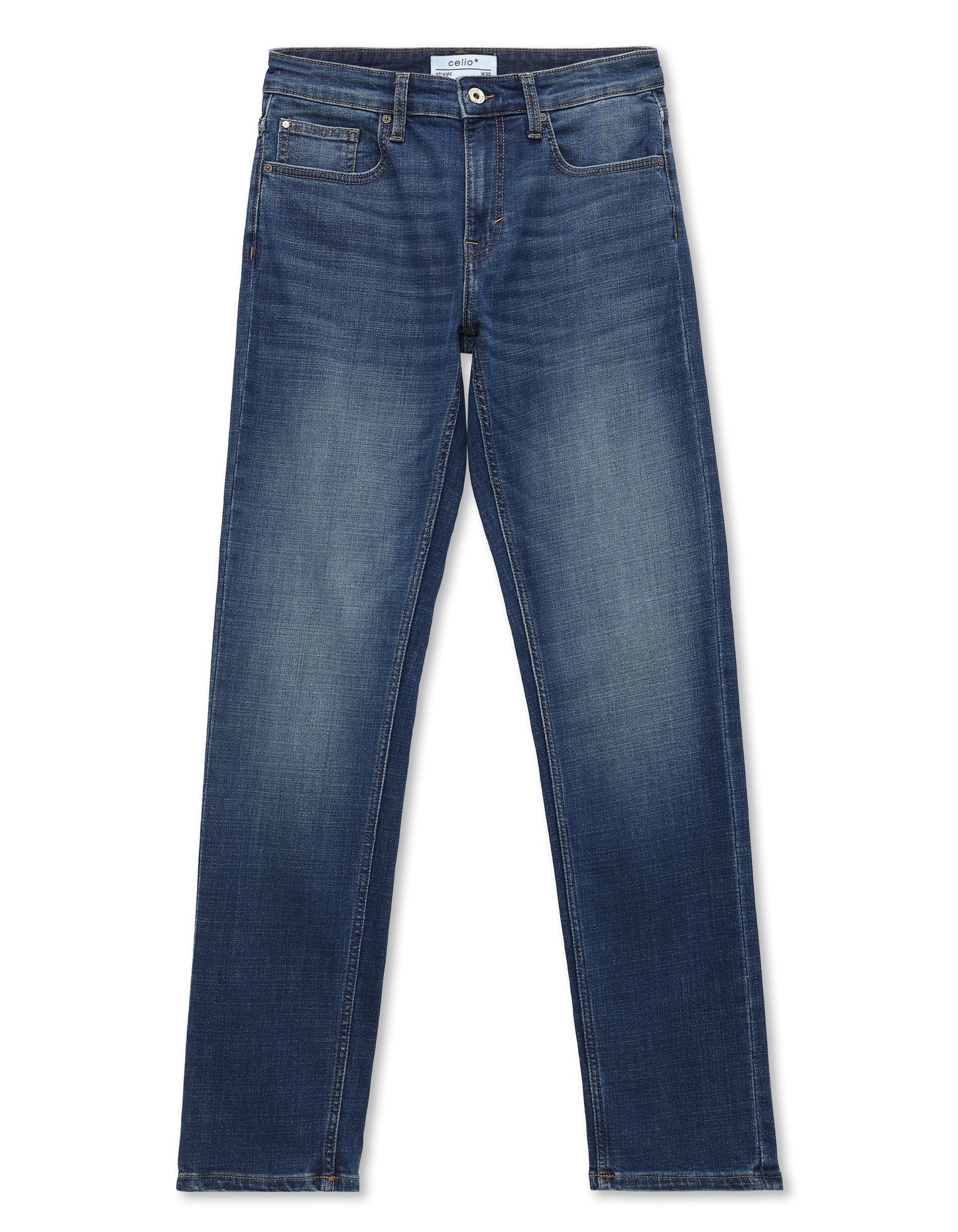 Celio Solid Straight Fit Cotton Poly Blend Grey Jeans