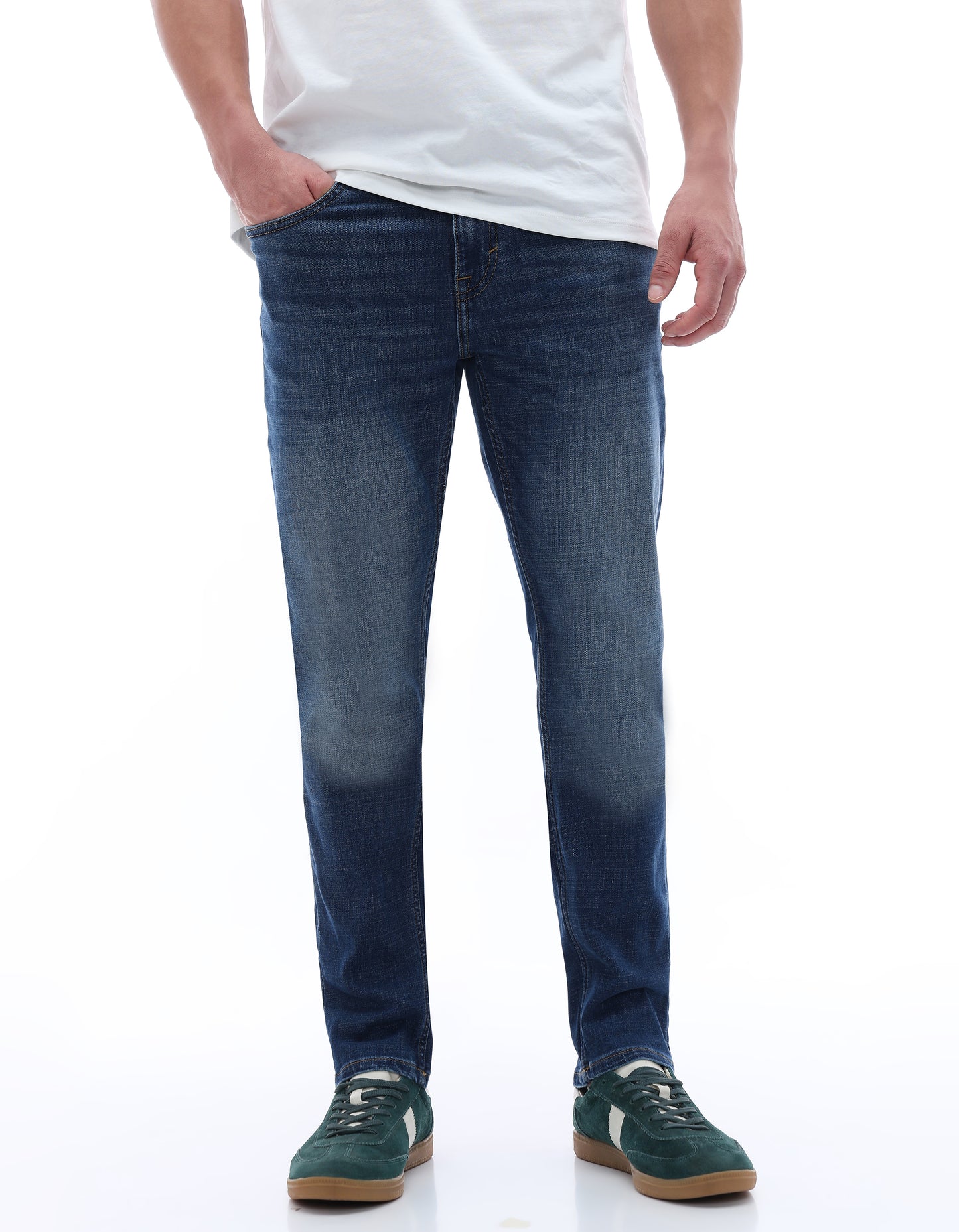 Celio Solid Straight Fit Cotton Poly Blend Grey Jeans