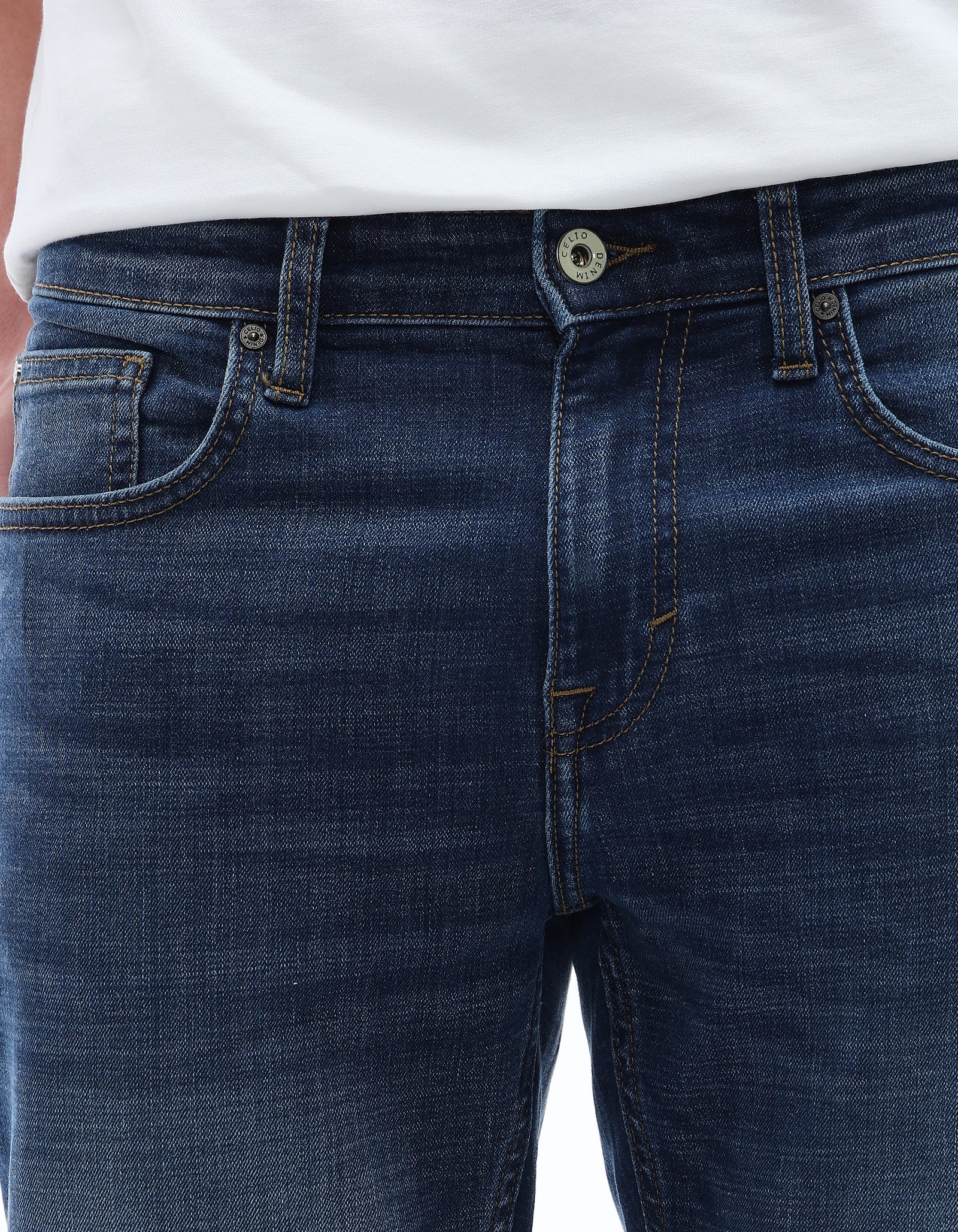 Celio Solid Straight Fit Cotton Poly Blend Grey Jeans