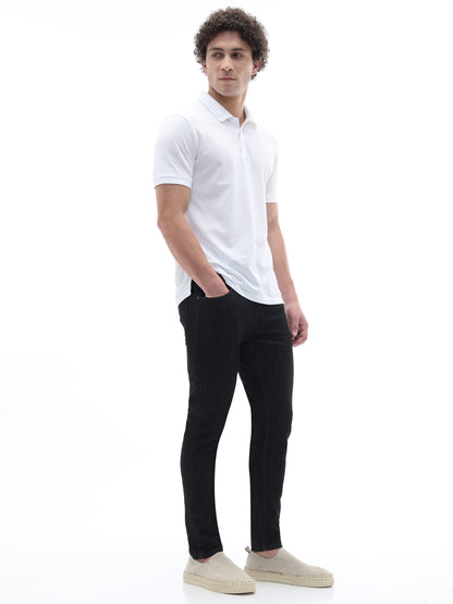 Celio Solid Skinny Fit Cotton Blend Black Jeans