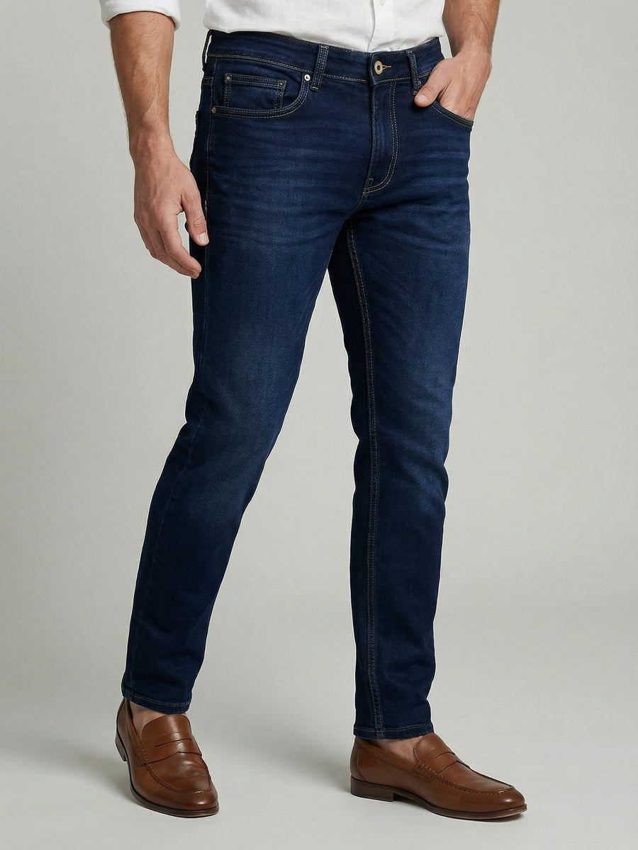 Celio Men Blue Solid Skinny Fit Cotton Jeans
