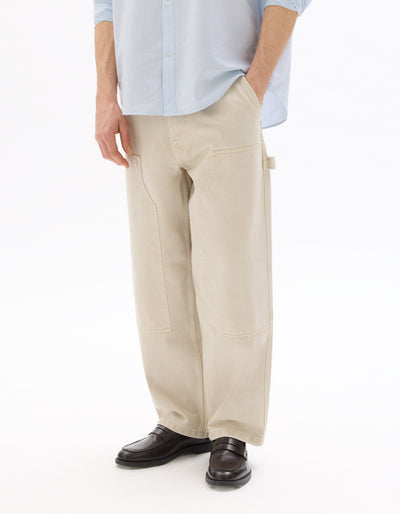 Celio Men Beige Solid Baggy Fit Cotton Jeans