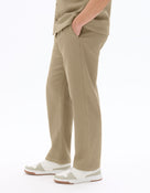 Celio Men Beige Solid Straight Fit Cotton Trousers