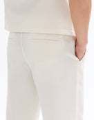 Celio Men Off White Solid Straight Fit Cotton Trousers