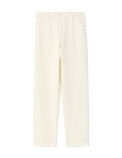 Celio Men Off White Solid Straight Fit Cotton Trousers
