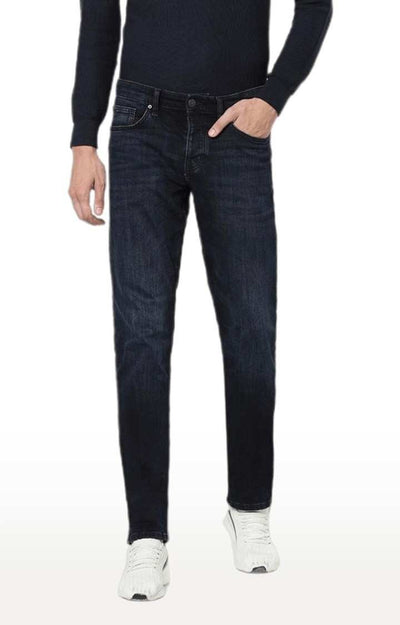 Celio Men Navy Blue Solid Straight Fit Cotton Jeans
