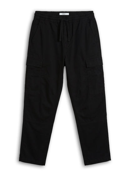 Celio Solid Straight Fit Cotton Blend Black Trousers