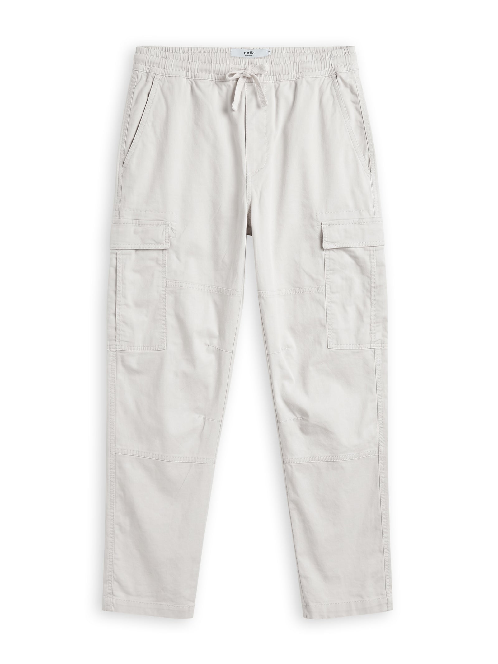 Celio Solid Straight Fit Cotton Blend Off White Trousers
