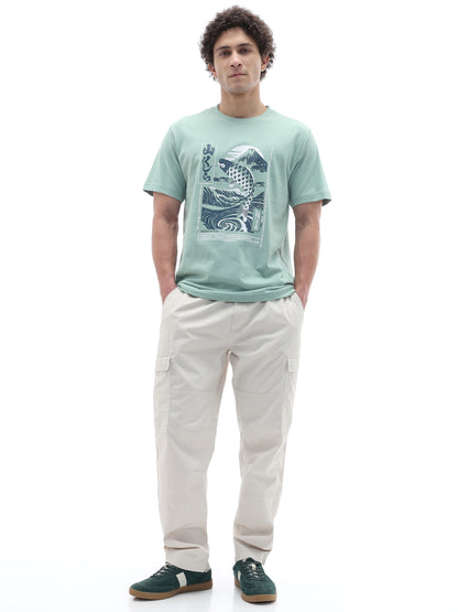 Celio Solid Straight Fit Cotton Blend Off White Trousers