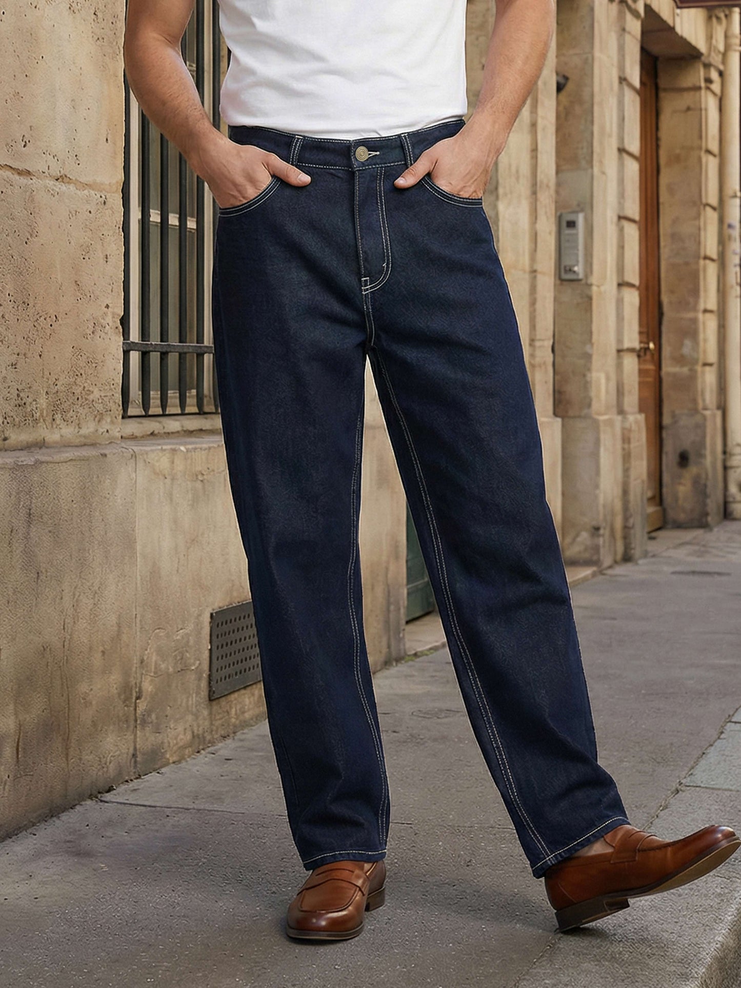 Celio* Men Blue Solid Baggy Fit Cotton Jeans