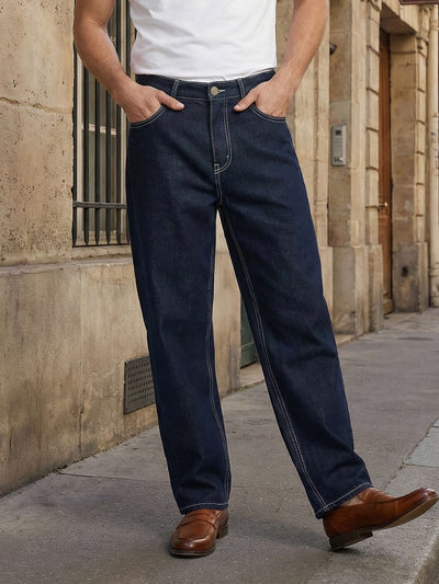 Celio* Men Blue Solid Baggy Fit Cotton Jeans