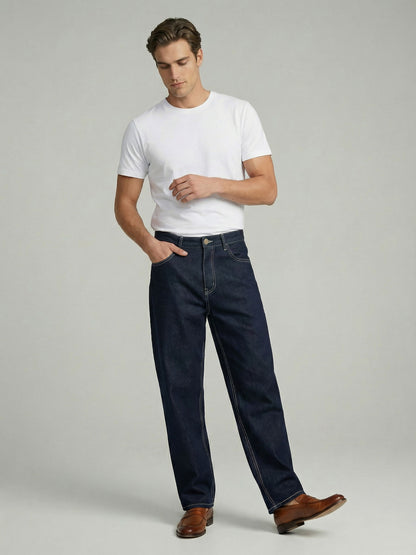 Celio* Men Blue Solid Baggy Fit Cotton Jeans